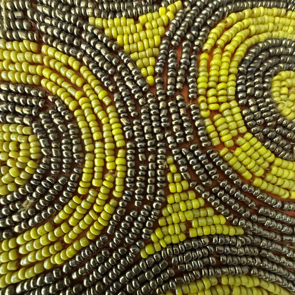NWOT Beaded Yellow and Brown Clutch made in Mexico - Picture 3 of 7